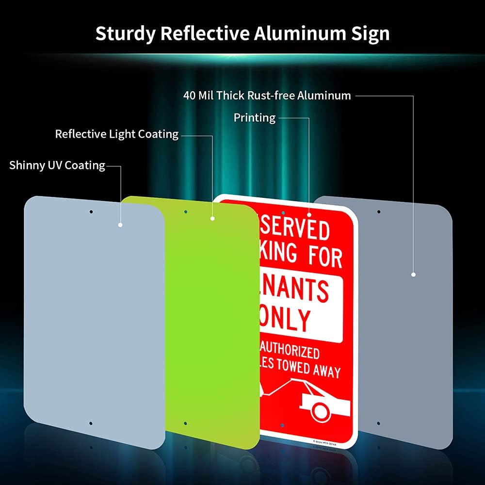 Large Reserved Parking Sign, Tenants Parking Only Sign, 18"x 12" .040 Rust Free Aluminum – Reflective, UV Protected