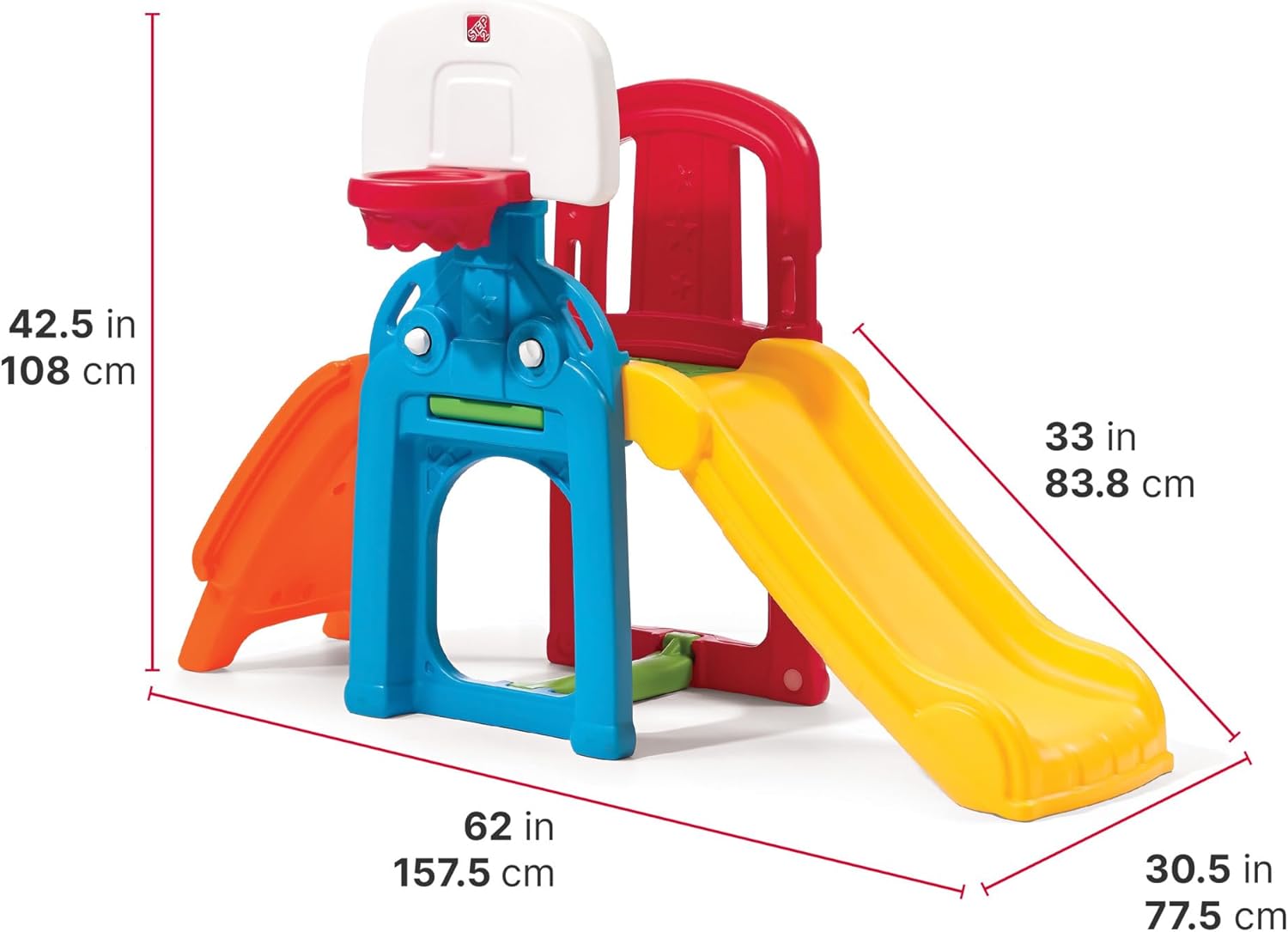 Game Time Sports Climber, Kids Indoor/Outdoor Playset, Backyard Playground Set, Slide, Climbing Wall, Basketball