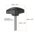 HARFINGTON 4pcs Tee Wing Knobs Thumb Screws M5 x 35mm Male Thread Black
