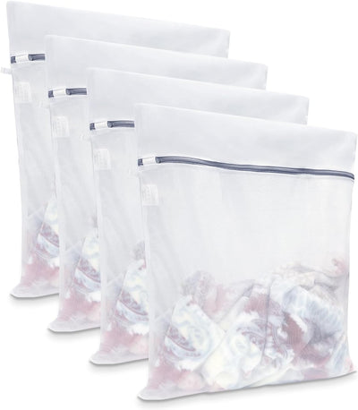 XL Mesh Laundry Bags, 4-Pack Large Wash Bags with Auto-Lock Zipper