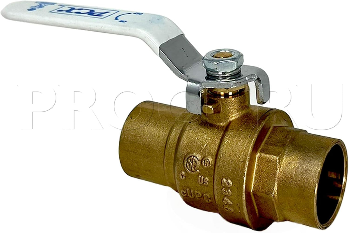 PROCURU 2-Pack 1-Inch Sweat (CxC) Heavy Duty Brass Ball Valve, Full Port, 600 WOG, Certified Safe (3BC100-2P)