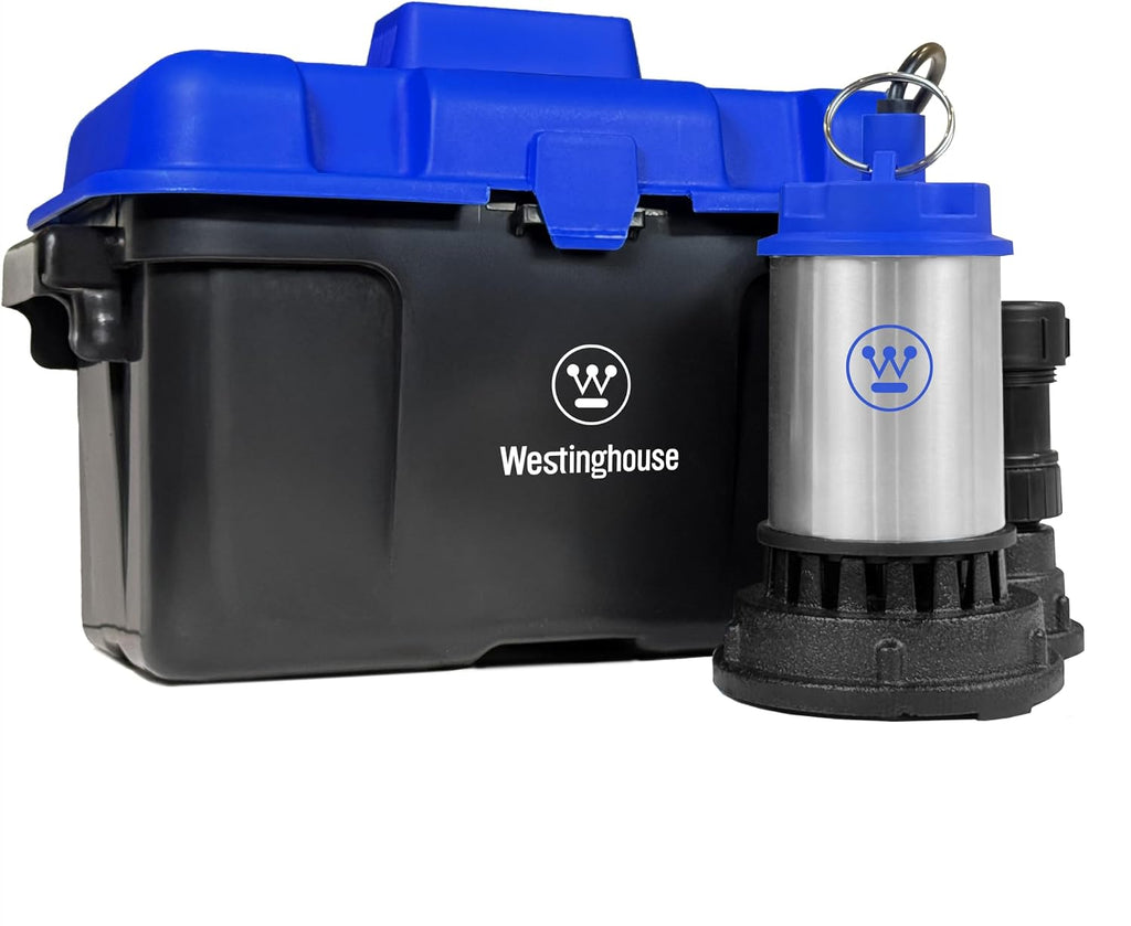Battery Backup Sump Pump – 12V Submersible Basement Sump Pump with Automatic Backup Protection, 2,700 GPH, Heavy Duty
