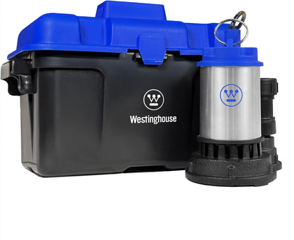 Battery Backup Sump Pump – 12V Submersible Basement Sump Pump with Automatic Backup Protection, 2,700 GPH, Heavy Duty