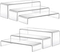 Clear Plastic Risers Display Stands Stable Multi-Size | 6-Piece Set, Rectangular, 11"~12", 4mm Thick, Ideal for