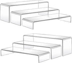 Clear Plastic Risers Display Stands Stable Multi-Size | 6-Piece Set, Rectangular, 11"~12", 4mm Thick, Ideal for