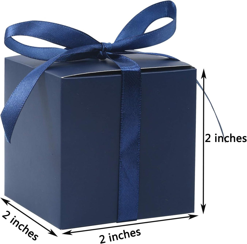 100pcs Small Gift Boxes, 2x2x2 in Paper Gift Boxes with Ribbons