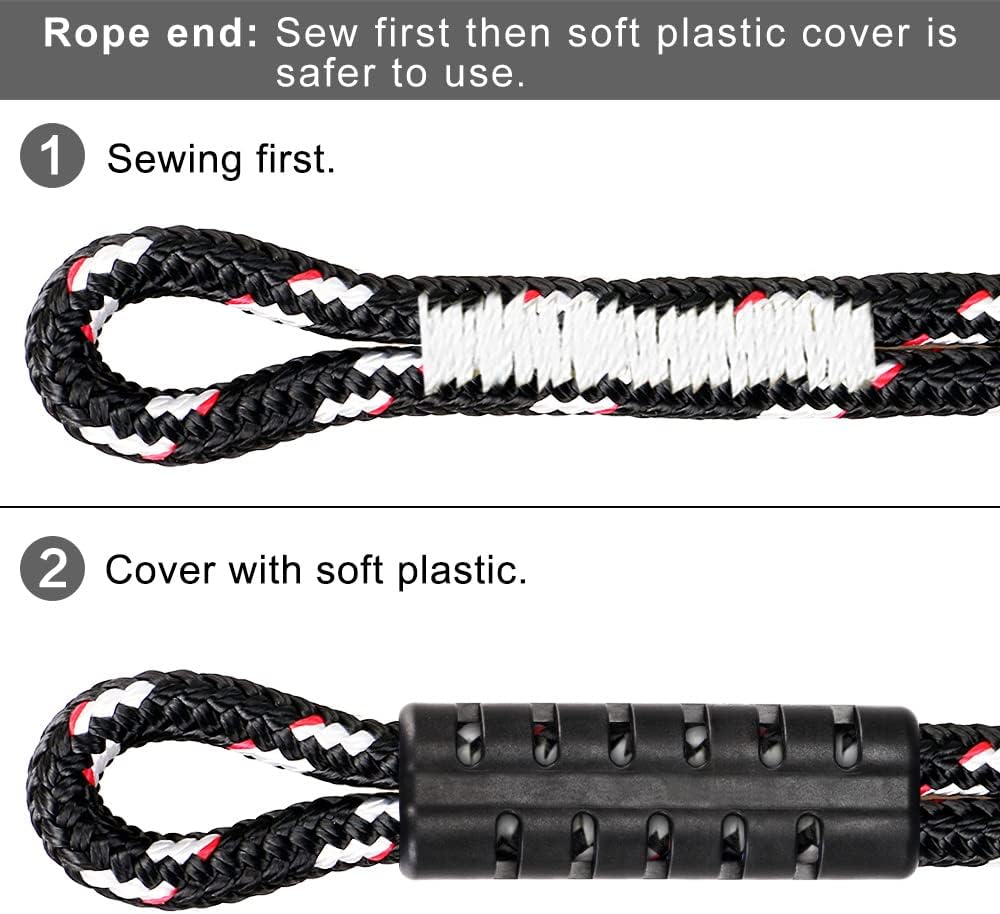 Poseidon Series Sewn Prusik Loops Ropes, Safety, 19", Diameter 2/5", 2 Pack, Black