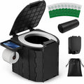Portable Toilet for Adults, Foldable Camping Toilet Travel Floding Potty with Lid & Paper Holder, Upgrade Water
