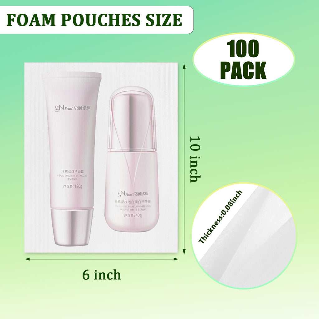 100 Pack Foam Pouches 6x10in, Cushion Foam Wrap for Moving