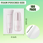 100 Pack Foam Pouches 6x10in, Cushion Foam Wrap for Moving
