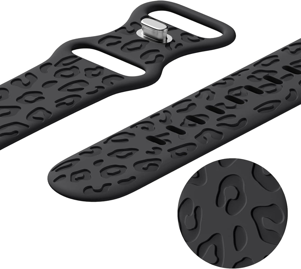 Engraved Bands Compatible with Apple Watch Band 40mm 41mm 38mm 42mm 44mm 45mm 46mm 49mm, Leopard Pattern Soft