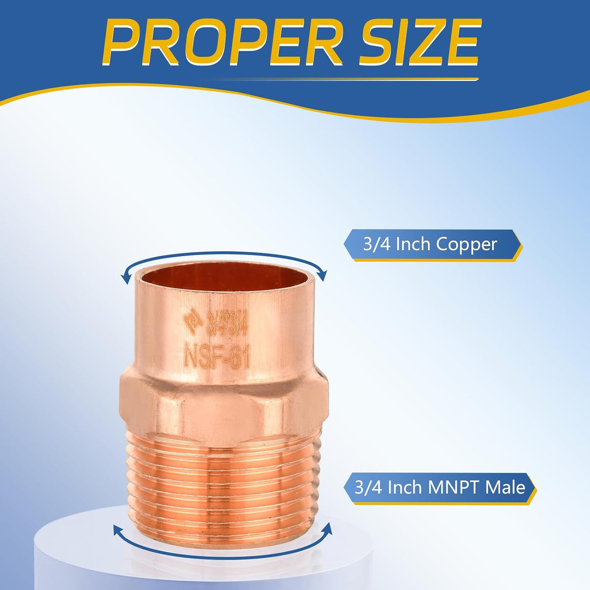 10PACK GUOFIS 3/4" Copper Sweat Male NPT Adapter Fitting(COPPER018-10)