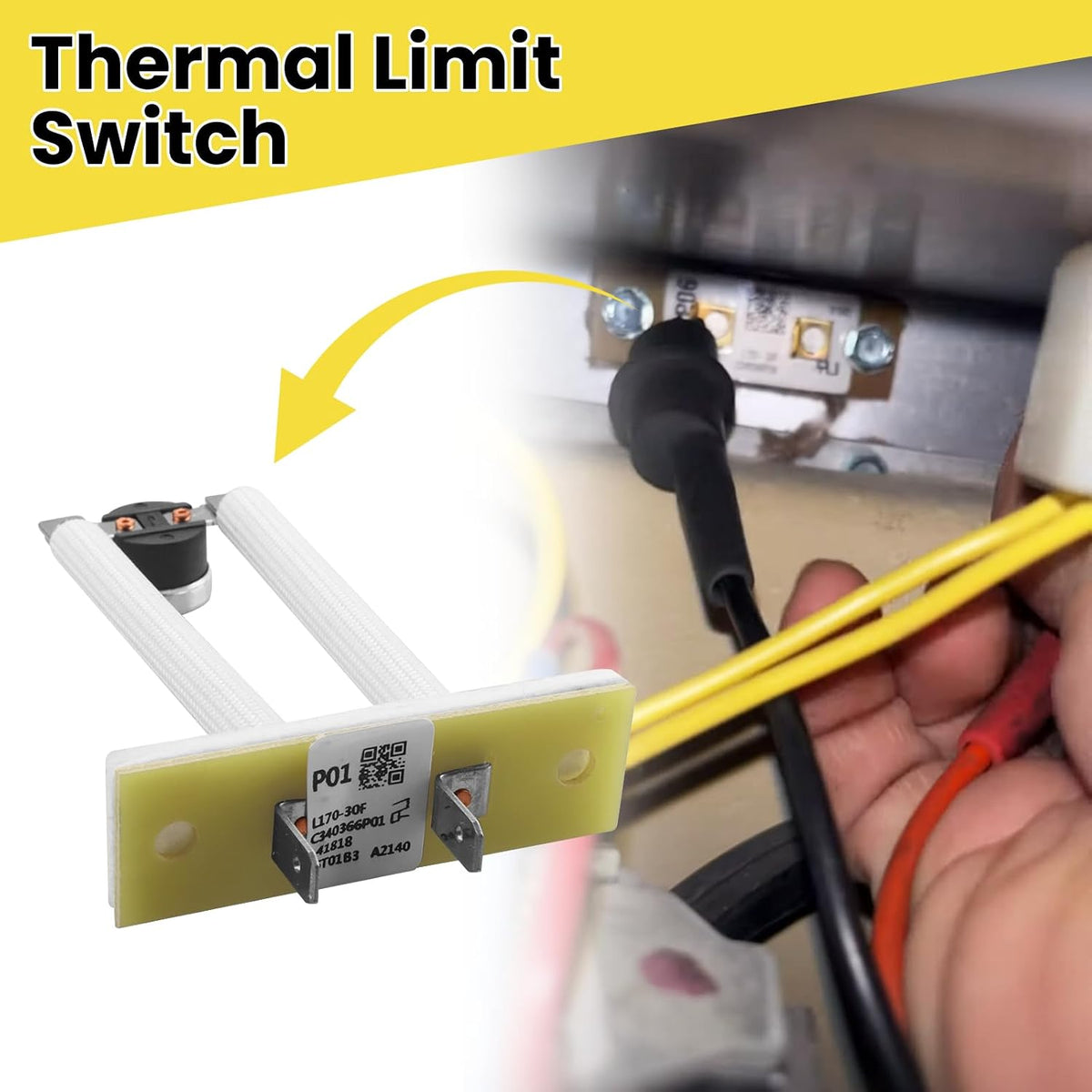 Thermal Limit Switch Fit for Trane American Standard, Replaces SWT01611 / SWT-1611 / C340366P01, Replacement Limit Switch L170-30