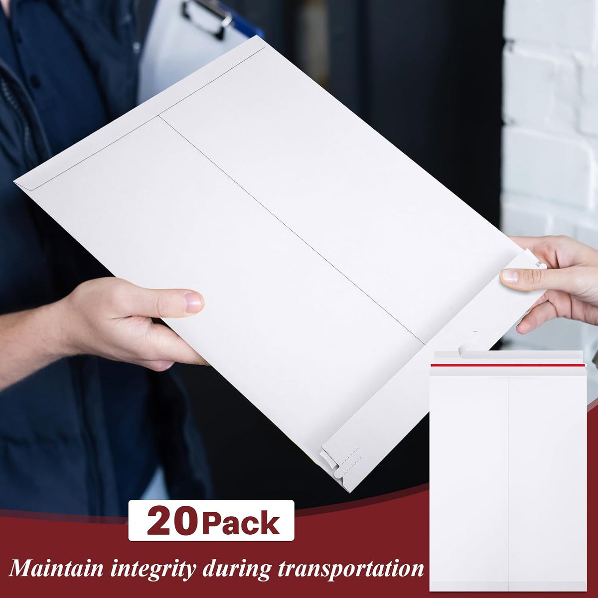 20 Pcs 13 x 17.75 Inch Large Rigid Mailer, White