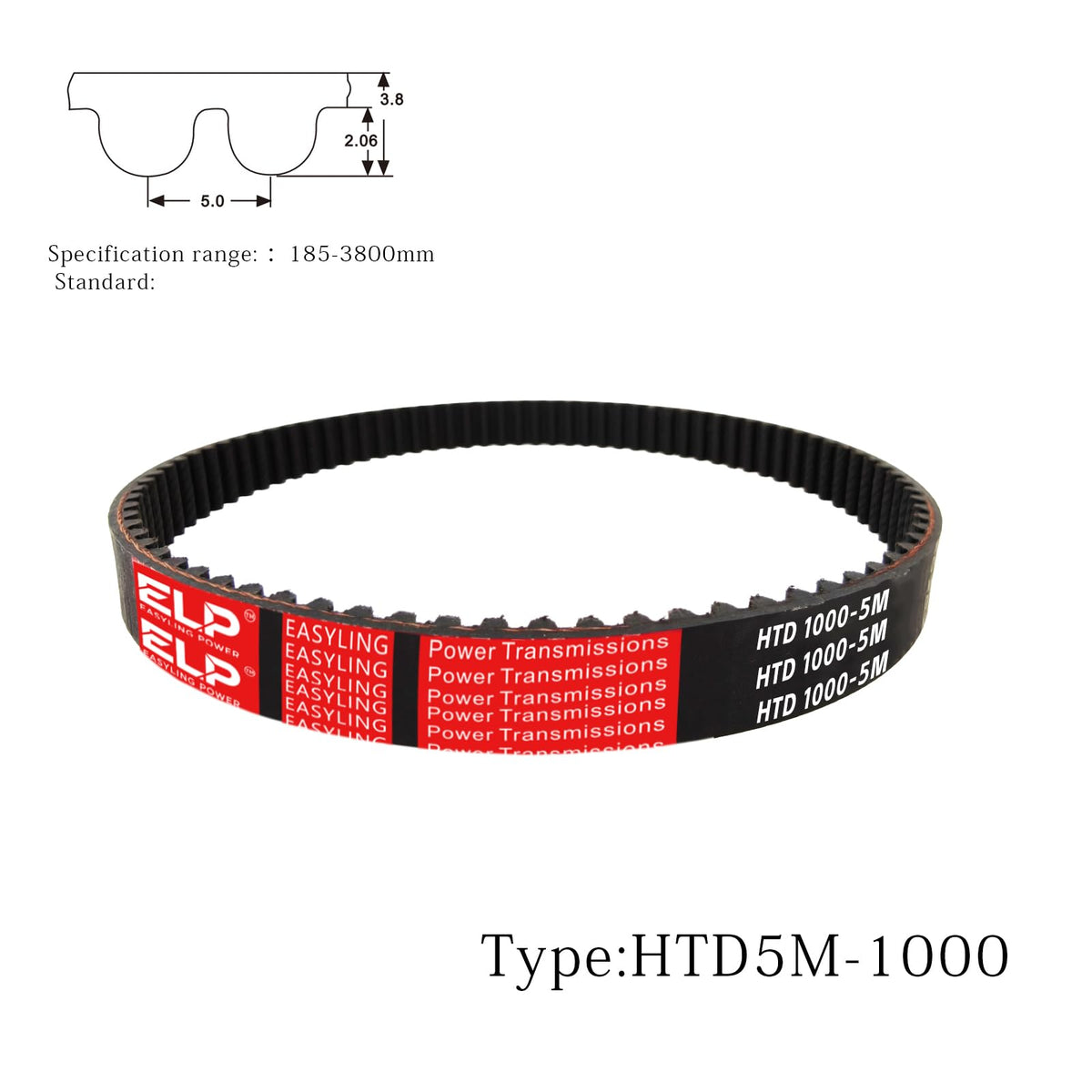 EASYLING Power 1000-5M-25 Endless Loop Rubber 5M Synchronous Belt