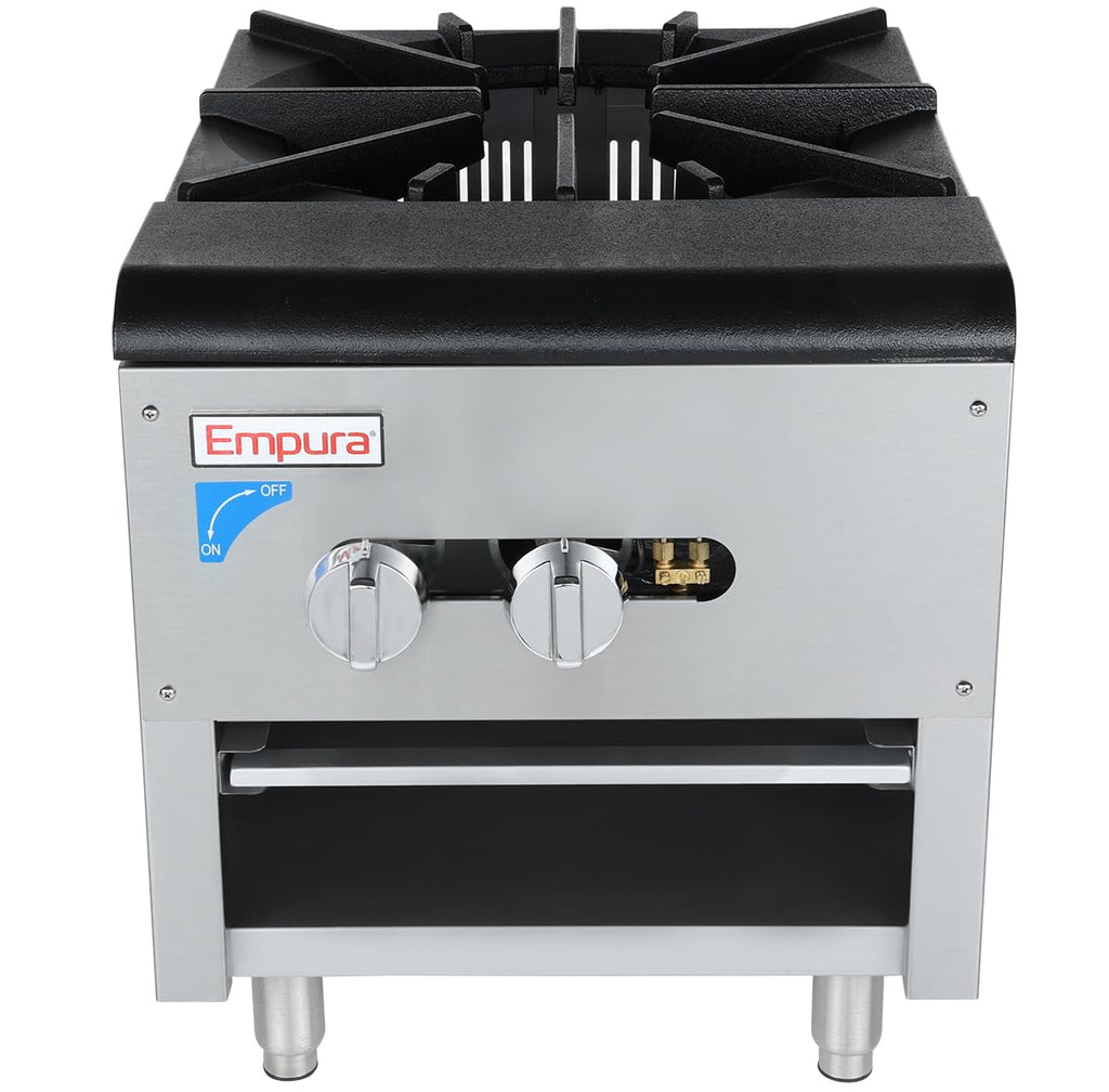 18" Heavy-Duty Natural Gas Stock Pot Stove | Countertop Hot Plate Range for Restaurant Catering | (1) Burner, 110,000