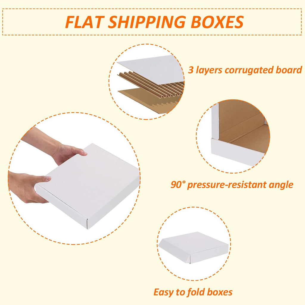 12x10x2 inches Shipping Boxes Set of 25, White Corrugated Cardboard Box Literature Mailer