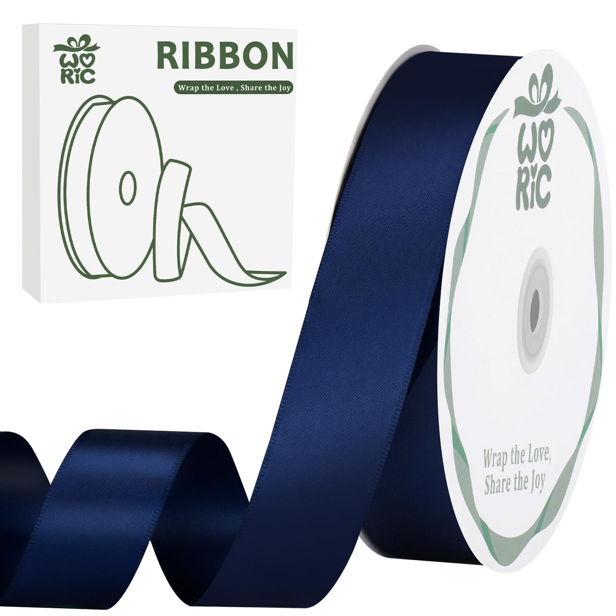 Double Faced Navy Blue Satin Ribbon 60 Yards 1 inch