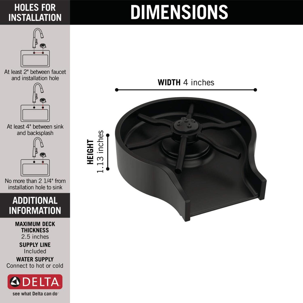 Matte Black Metal Glass Rinser for Kitchen Sink, Cup Washer for Sink, Bottle Washer, Matte Black GR250-BL