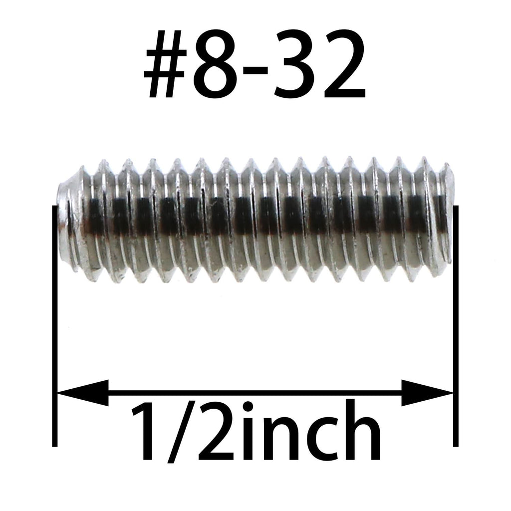 MEETOOT 30pcs Socket Set Screws Machine Headless Screw 8-32 x 1/2" Cup Point Socket Set/Grub Screws