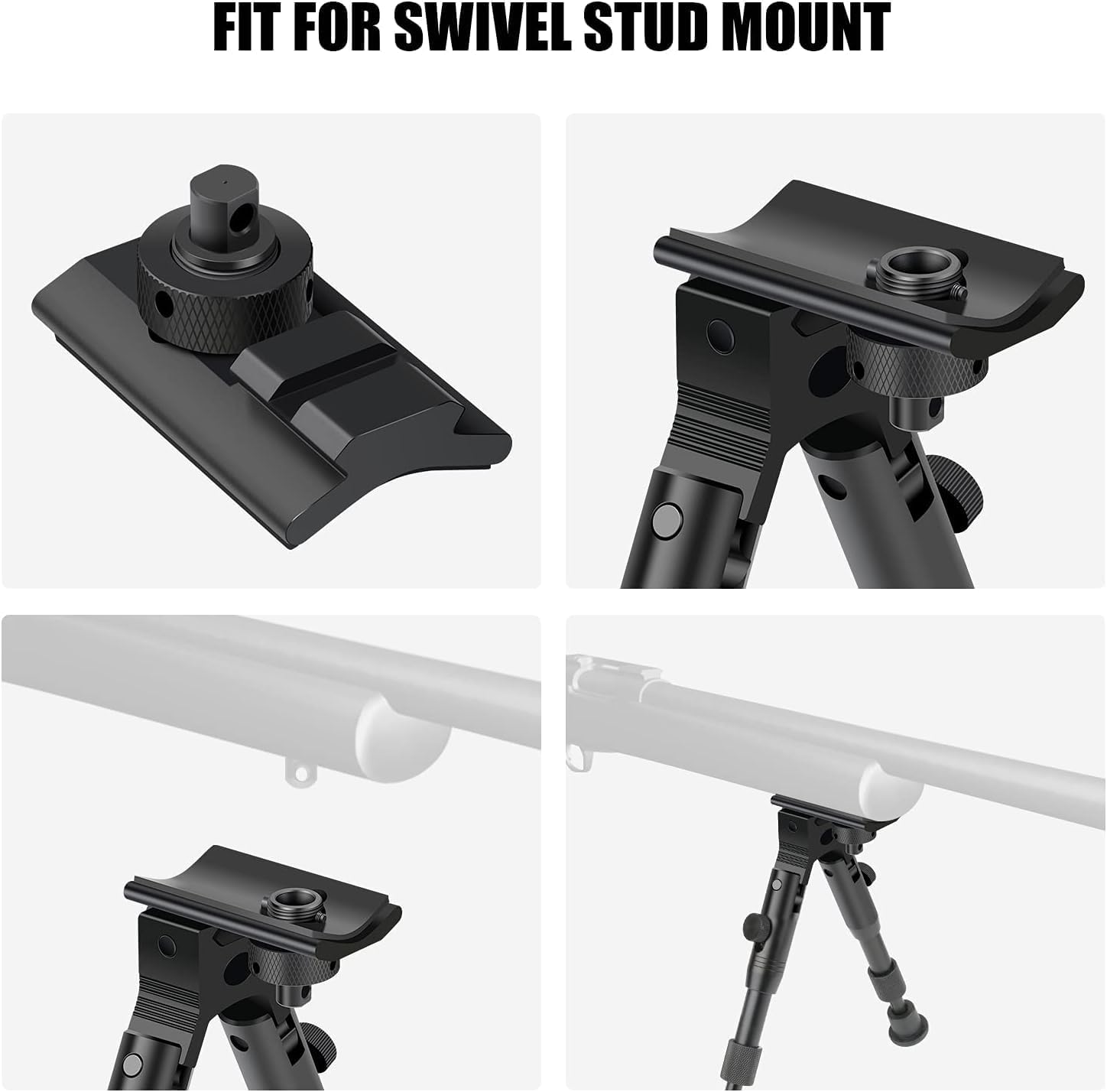 3 in 1 Tactical Riflebipod + Rail Mount Adapter + Barrel Clamp Adjustable Height from 6.5" to 7.0" for Hunting | with