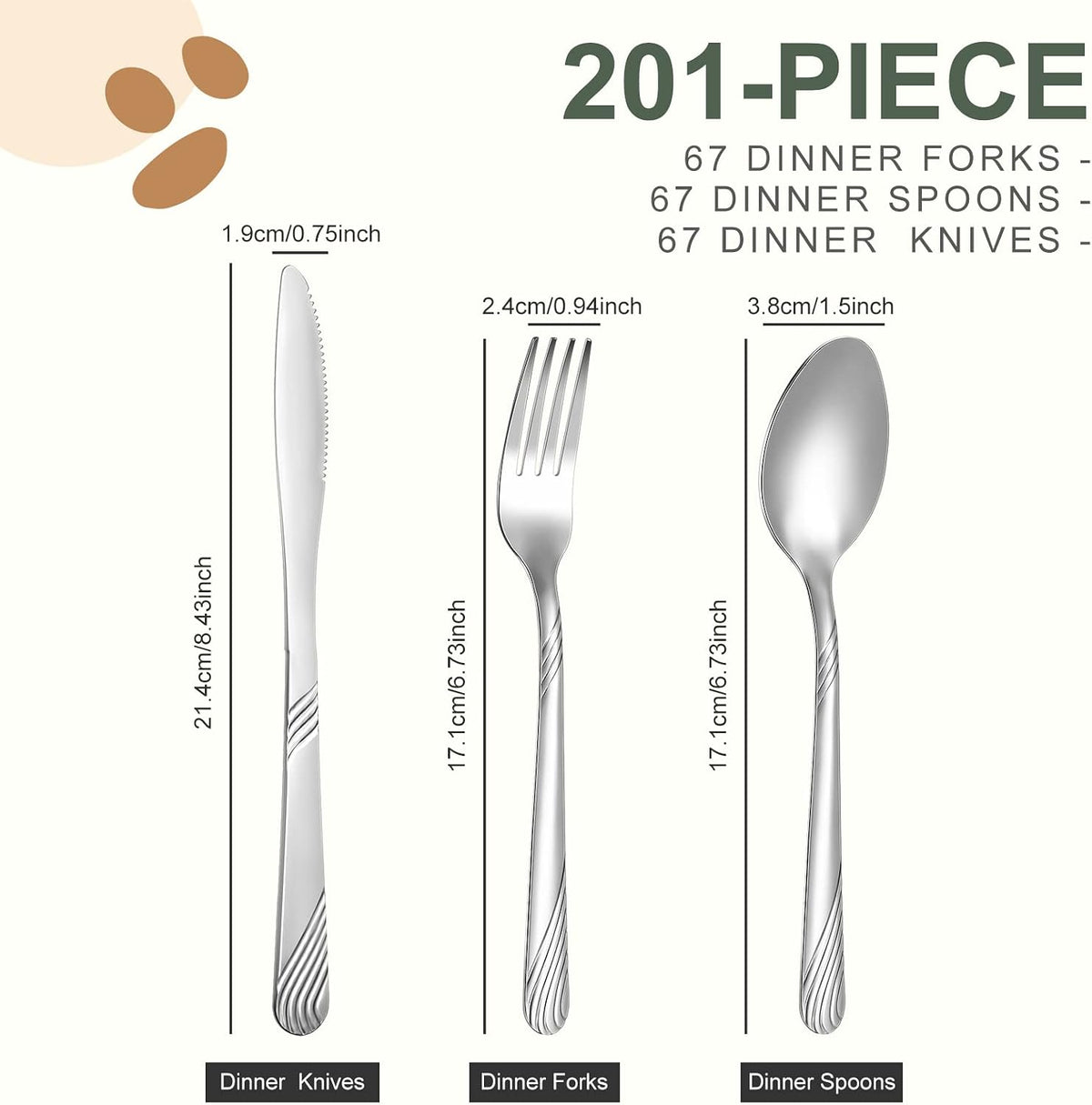 201 Pcs Thin Silverware Set Stainless Steel Flatware Sets