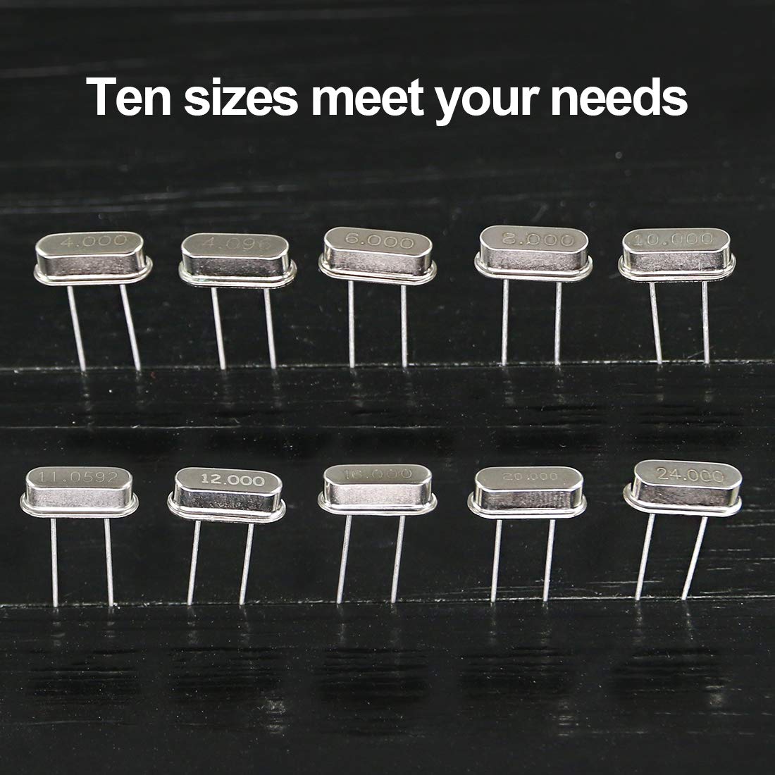 Glarks 60Pcs 10-Values Quartz Crystal Oscillator Resonators Assortment Kit 4MHz, 4.096MHz, 6MHz, 8MHz, 10MHz, 11.0592MHz, 12MHz, 16MHz, 20MHz, 24MHz