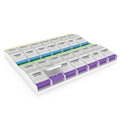Weekly (7-Day) Pill Organizer, Vitamin Container, and Daily Medicine Planner, 2X-Large Push Button Compartments
