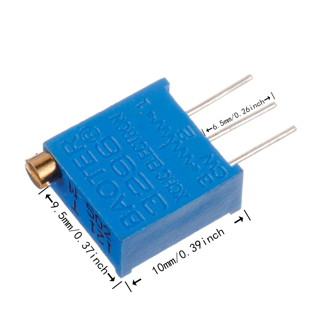 BOJACK 12 Values 60 pcs Variable Resistor 100 to 500K ohm 3296W Multiturn Trimmer Potentiometer Assortment Kit
