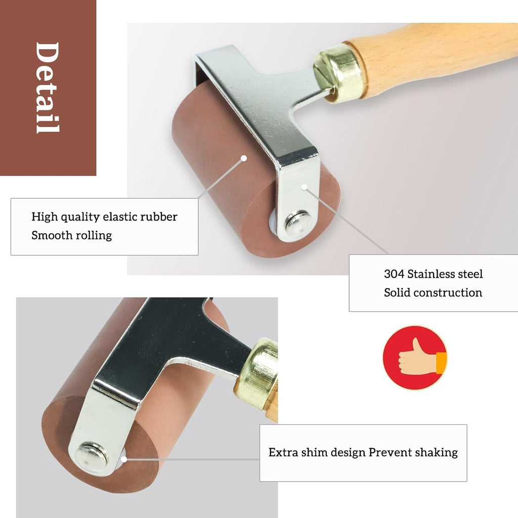 Brayer Floor Roller Vinyl Roller Rubber Roller Glue Laminate Roller, Anti Skid Tape Construction Tools for Boat