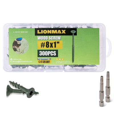 Wood Screws 1 Inch, Deck Screws #8 x 1, 300 PCS, Green
