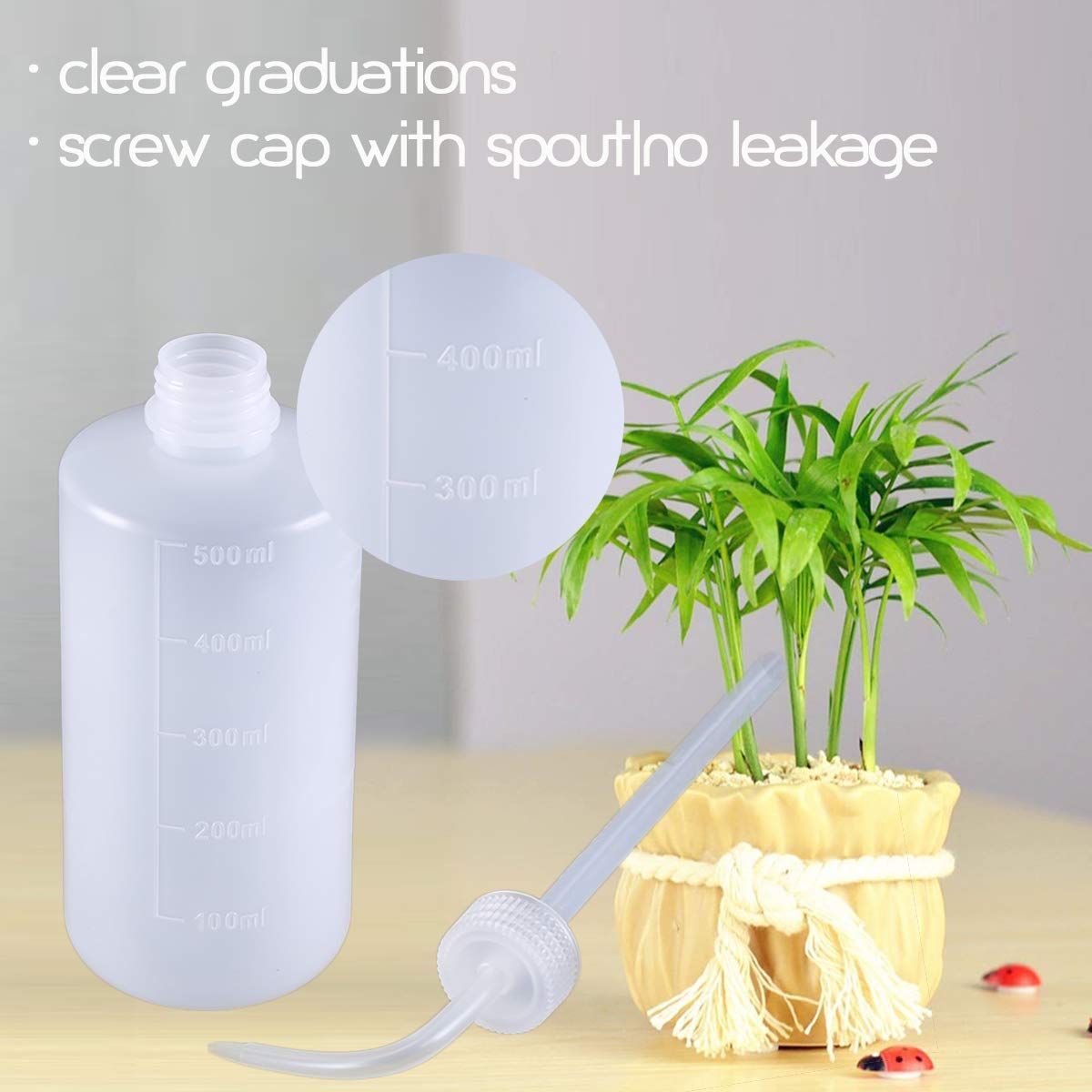 500ml White Squeeze Wash Bottles, Angled Nozzle, 2 Pack