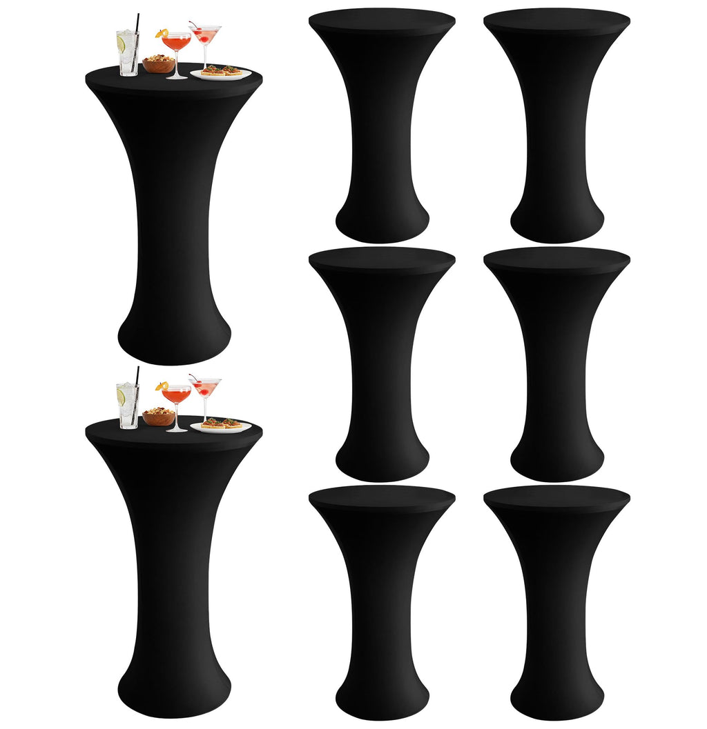 Spandex Cocktail Table Covers, 24x43 Inch, Black, 8 Pack