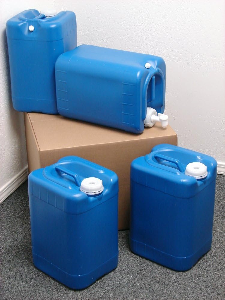 6 Gallon Oversized Samson Stackers, Blue, 4 Pack (24 Gallons), Emergency Water Storage Kit - New! - Boxed! Includes