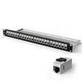 24 Port Shielded Cat6A Keystone Patch Panel, 1U 19-Inch All Metal | With Inline Keystone Coupler and Cable Management