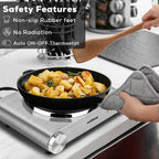 Hot Plate, CUSIMAX Electric Burner 1500W Single Burner for Cooking, Silver