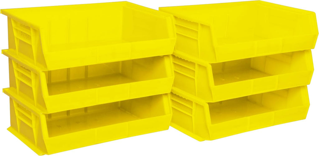 30255 AkroBins Plastic Storage Bins, 11"x16"x5", Yellow, 6-Pack | Space-Saving Stackable Bins for Garage, Pantry