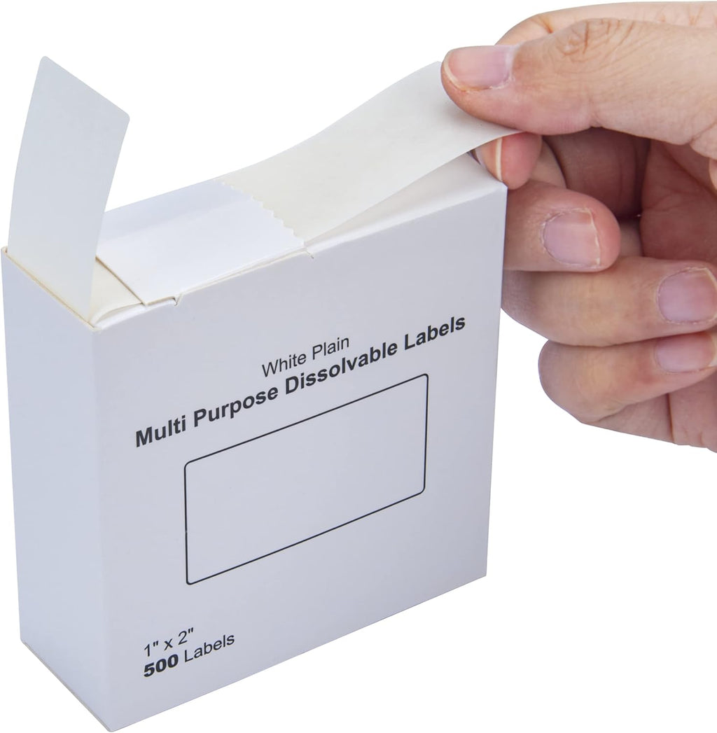 Blank White 1 x 2 Inch Food Rotation Dissolvable Labels 1500 Labels