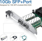 H!Fiber 10Gb SFP+ PCI-E Network Card NIC, with Intel 82599ES Chip, Dual SFP+ Ports, Compare to Intel X520-DA2 (E10G42BTDA), PCIe X8, Ethernet LAN Network Adapter Support Windows/Linux/VMware