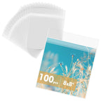 Mat Board Center Clear Resealable Plastic Sleeves, 8 1/8" x 8 1/4"