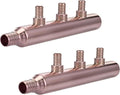 Zonon 2 Pack 3 Port Closed Crimp Lf Pure Copper Pex Manifold Tee