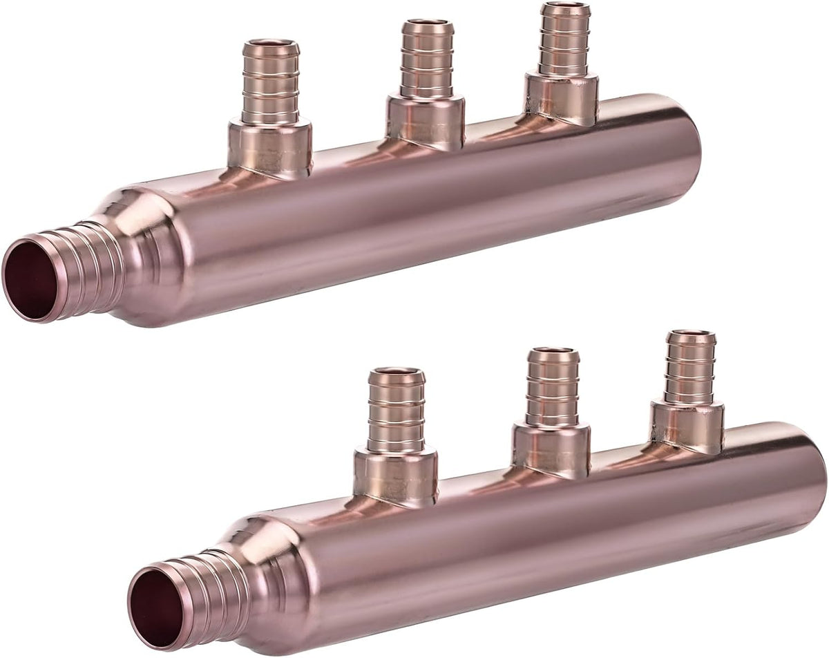 Zonon 2 Pack 3 Port Closed Crimp Lf Pure Copper Pex Manifold Tee