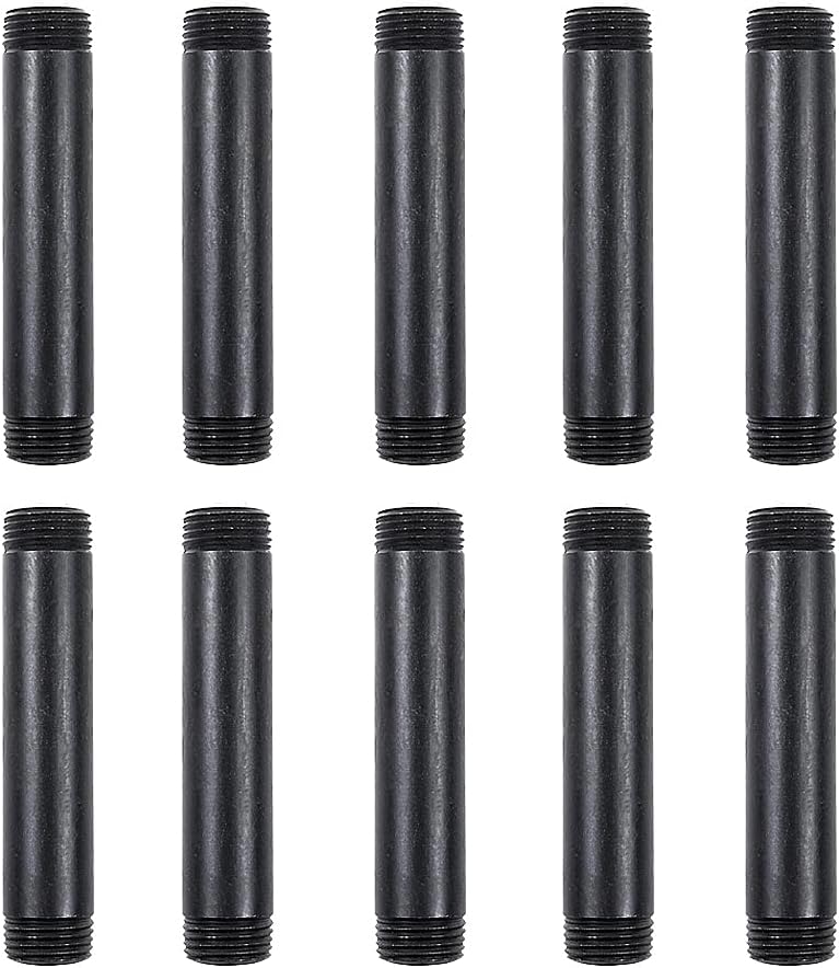 10 Pack 1/2 x 4 Inch Black Pipe Malleable Steel Nipples Fitting