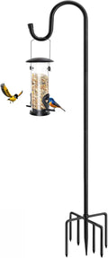 96" Shepherds Hooks for Outdoor, Heavy Duty Garden Bird Feeder Pole Hanging Bird Feeder, Solar Light Lanterns