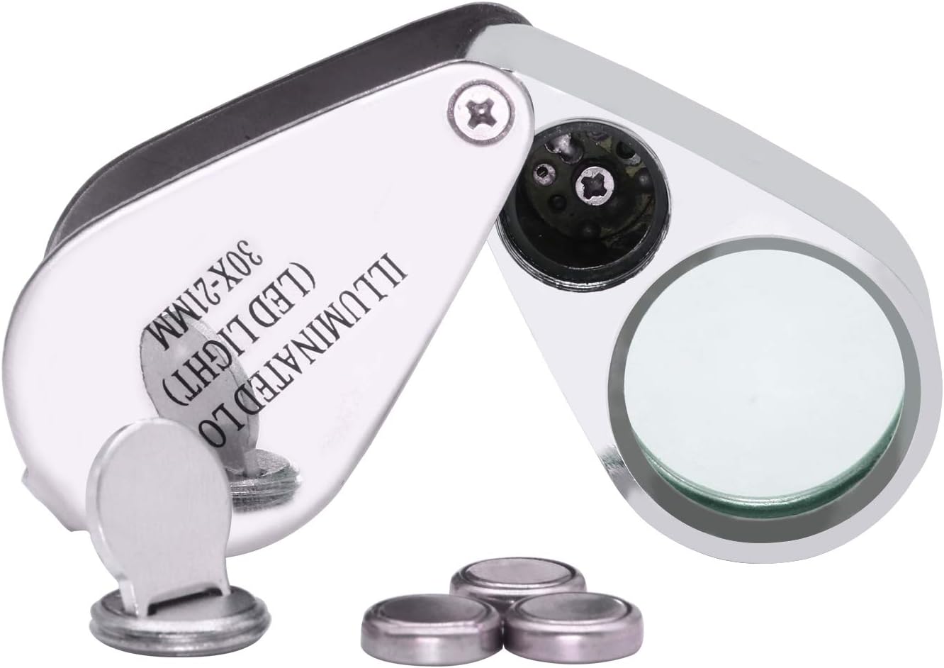 Jewelers Loupe 30X,Loupe Magnifier Metal Construction and Optical Glass | magnifying glass keychain，Suitable for