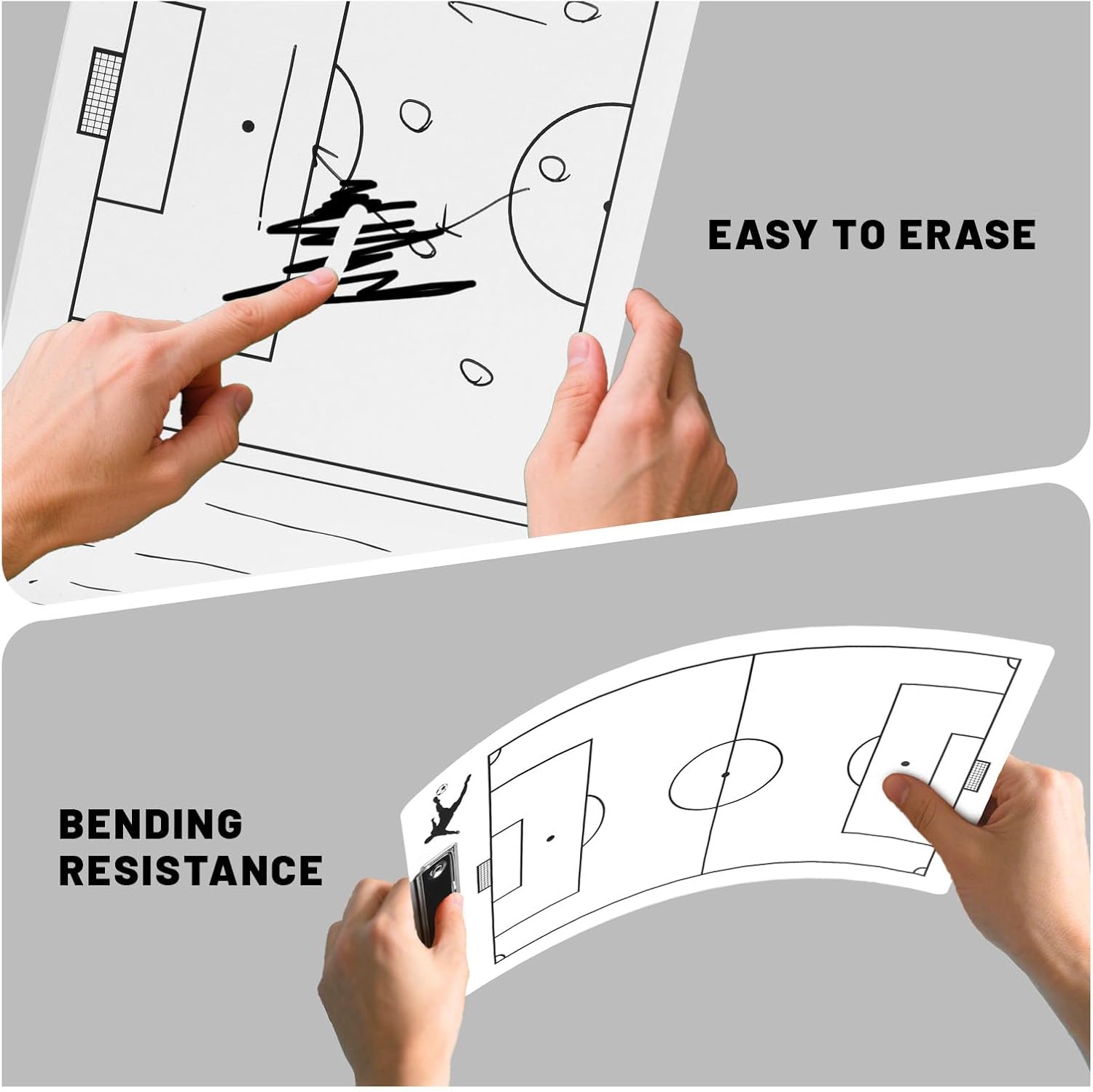 Soccer Coaches Clipboard, White Double-Sided Dry Erase Coach Clipboard, Soccer Whiteboard for Coaches, Lineup White