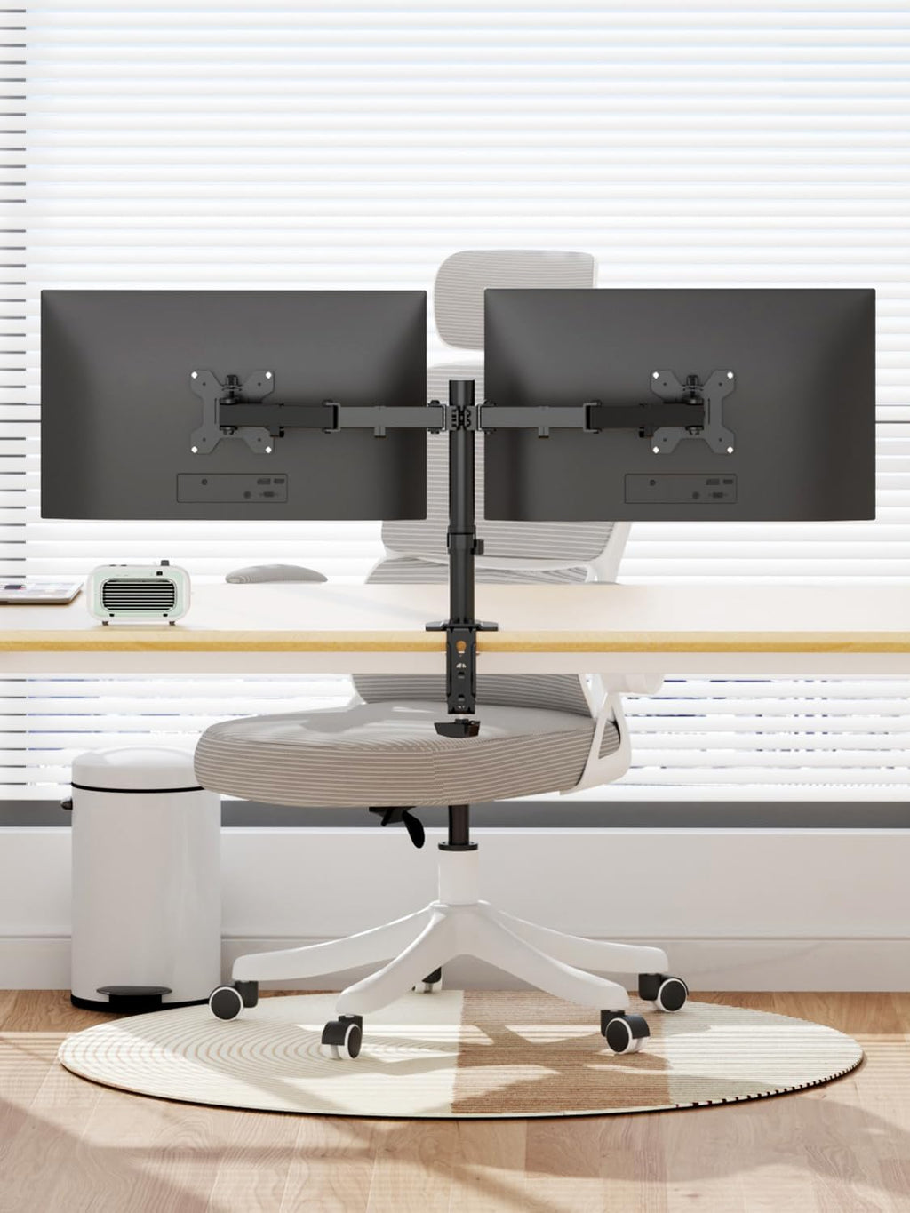 Dual Monitor Desk Mount, Adjustable Dual Monitor Arm for 2 Computer Screens up to 32 inch, Dual Gas Spring Monitor