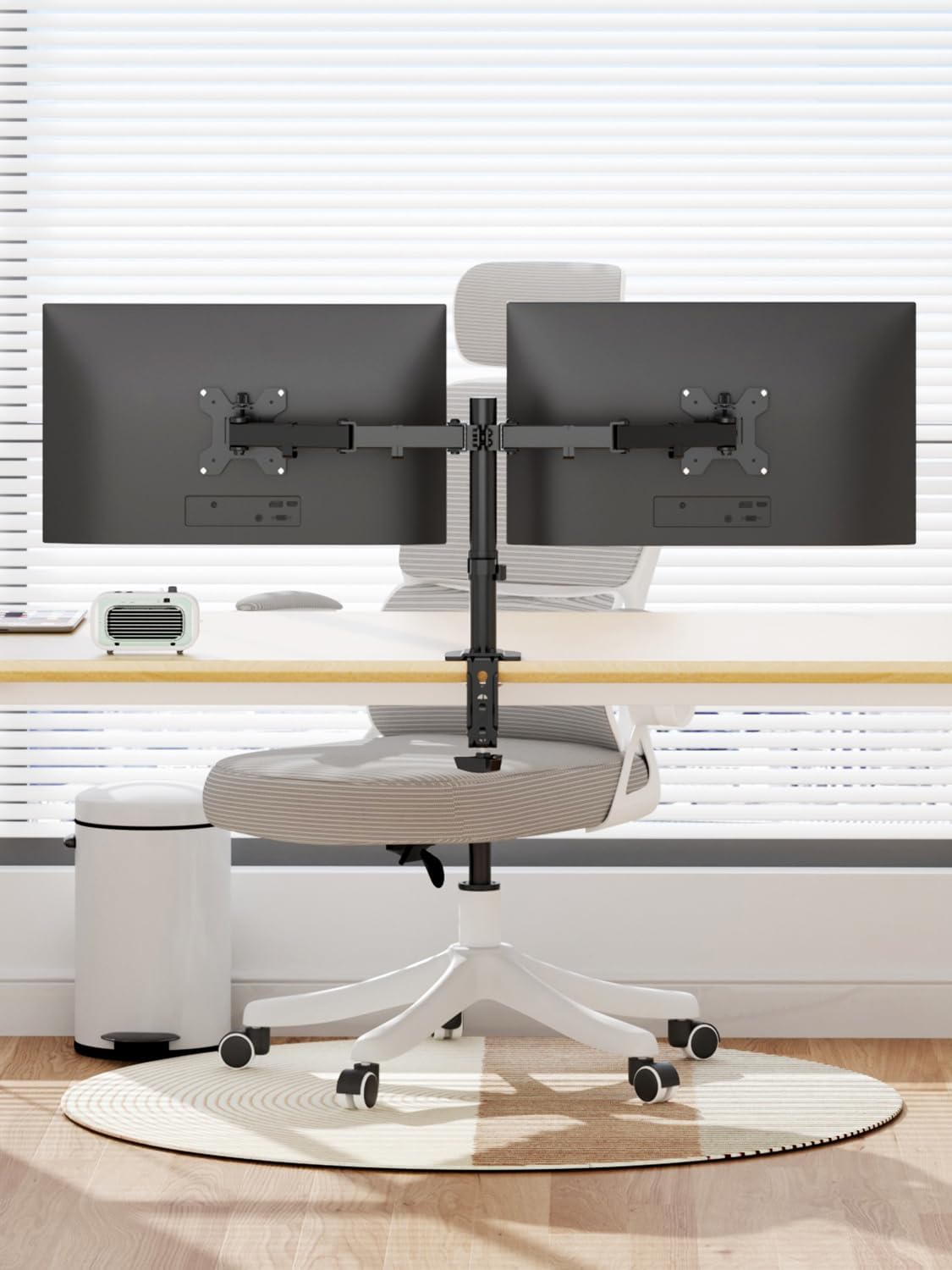 Dual Monitor Desk Mount, Adjustable Dual Monitor Arm for 2 Computer Screens up to 32 inch, Dual Gas Spring Monitor