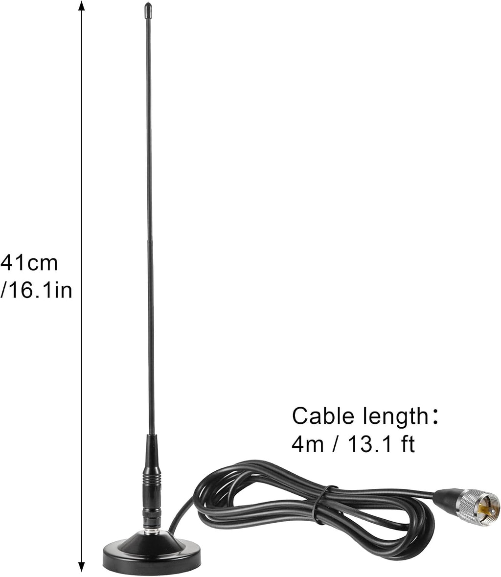 Vehicle Car Mobile Ham Radio GMRS Soft Whip Antenna, UHF VHF 136-174MHz 400-470MHz 2meter 70CM Magnetic Base Mount