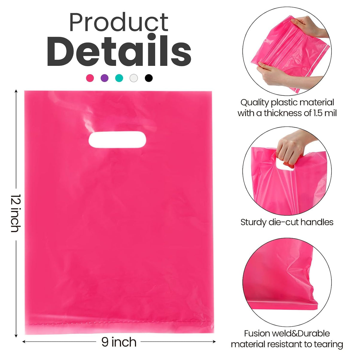 500 Pcs Shopping Bags Bulk for Small Business, Multicolor
